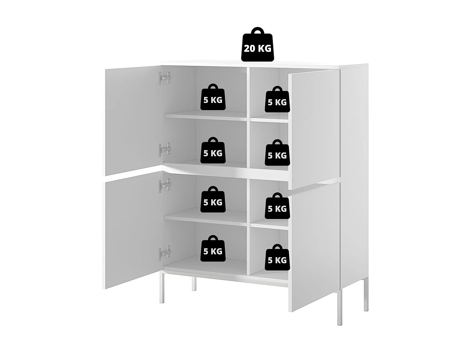 Hohe Kommode - 100 cm - Taupe (Grau-Beige) - Bemmi