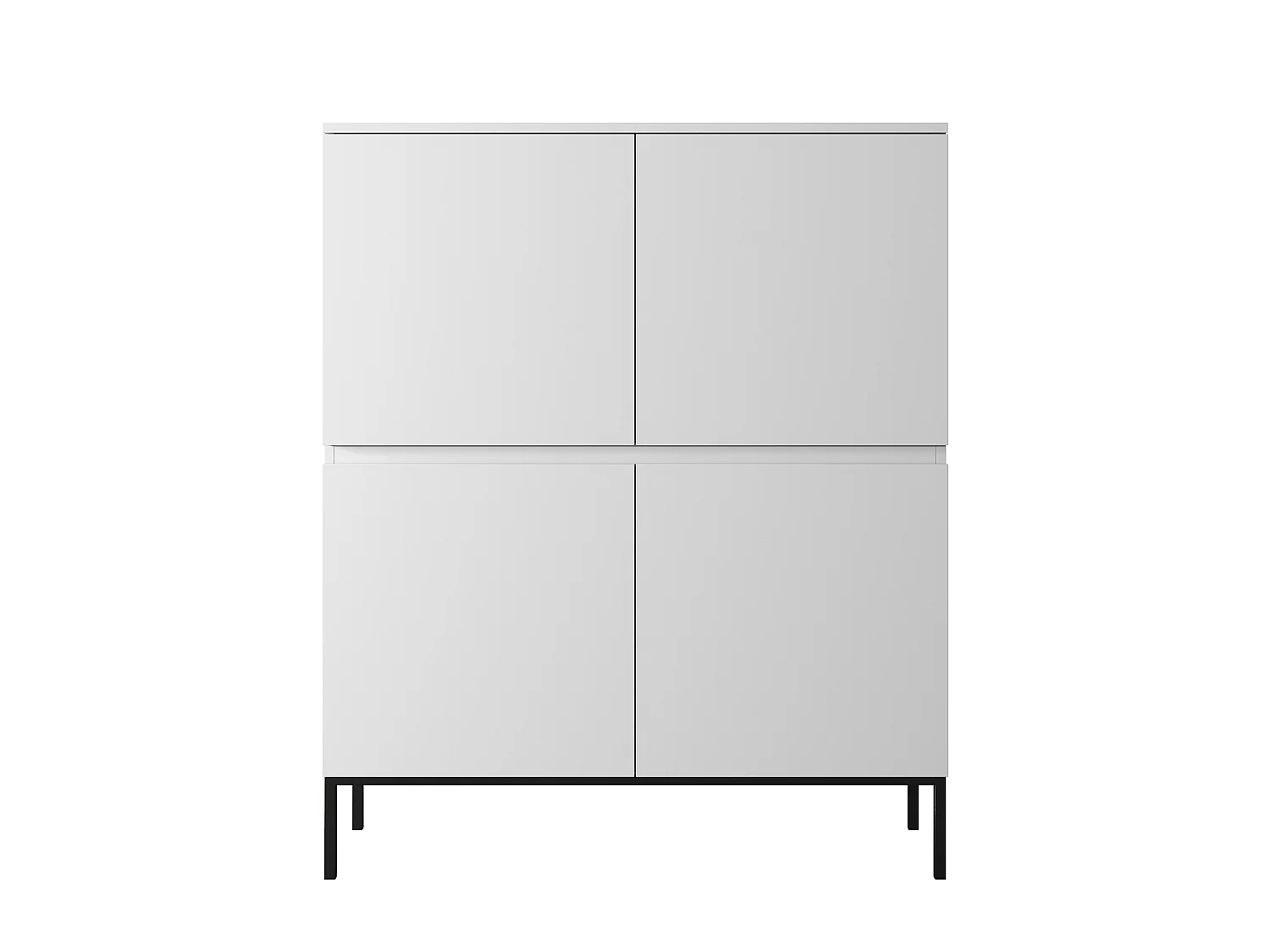 Highboard Hochkommode 4-türig, Weiß mit schwarzen Beinen, 100 cm - Bemmi