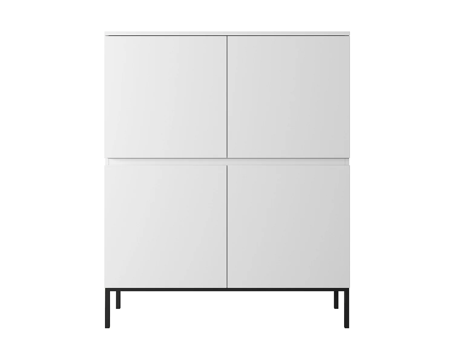 Commode - 100 cm - blanc avec pieds noirs - Bemmi