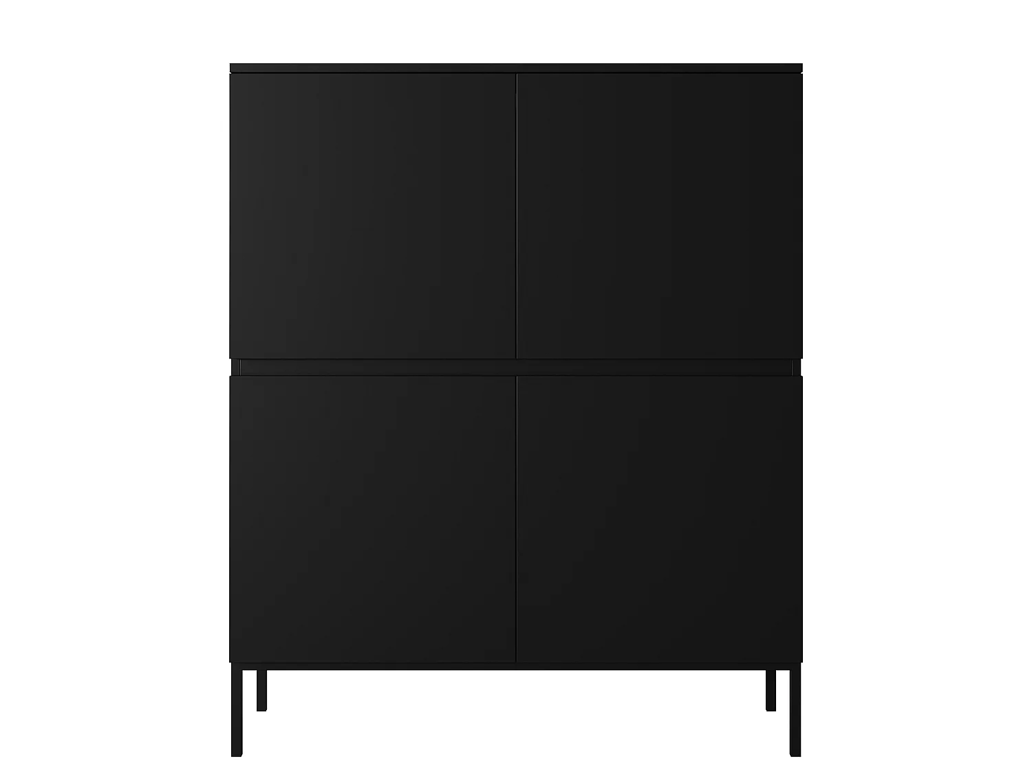 Highboard Hochkommode 4-türig, Schwarz, 100 cm - Bemmi