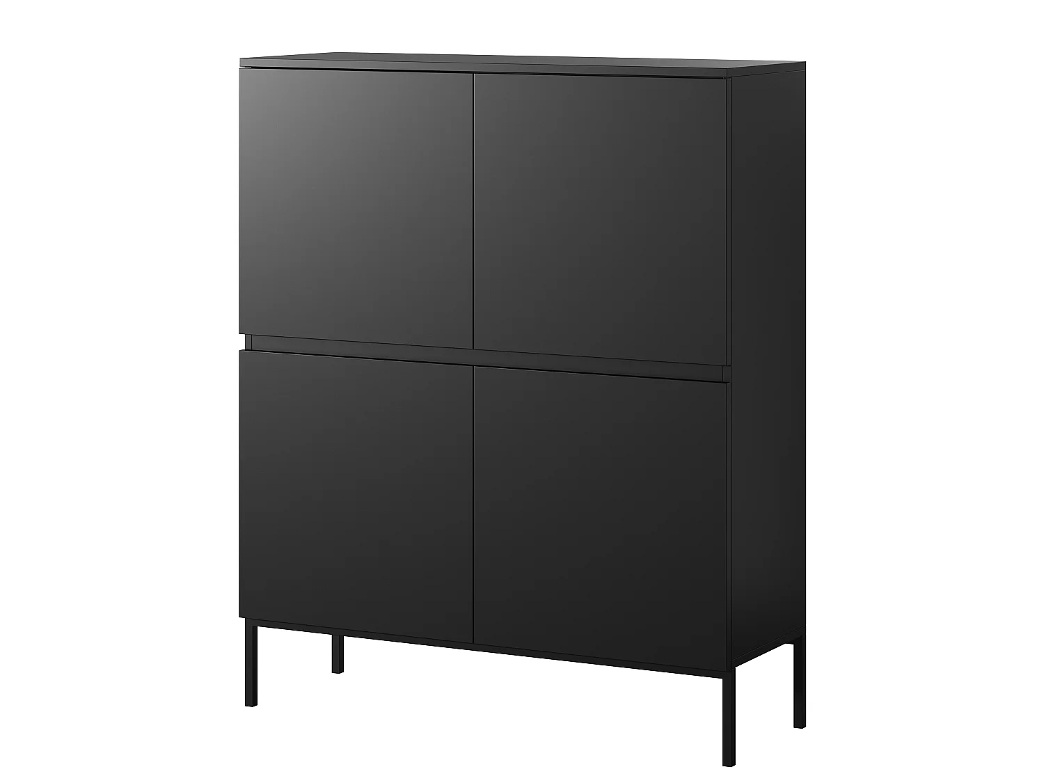 Highboard Hochkommode 4-türig, Schwarz, 100 cm - Bemmi