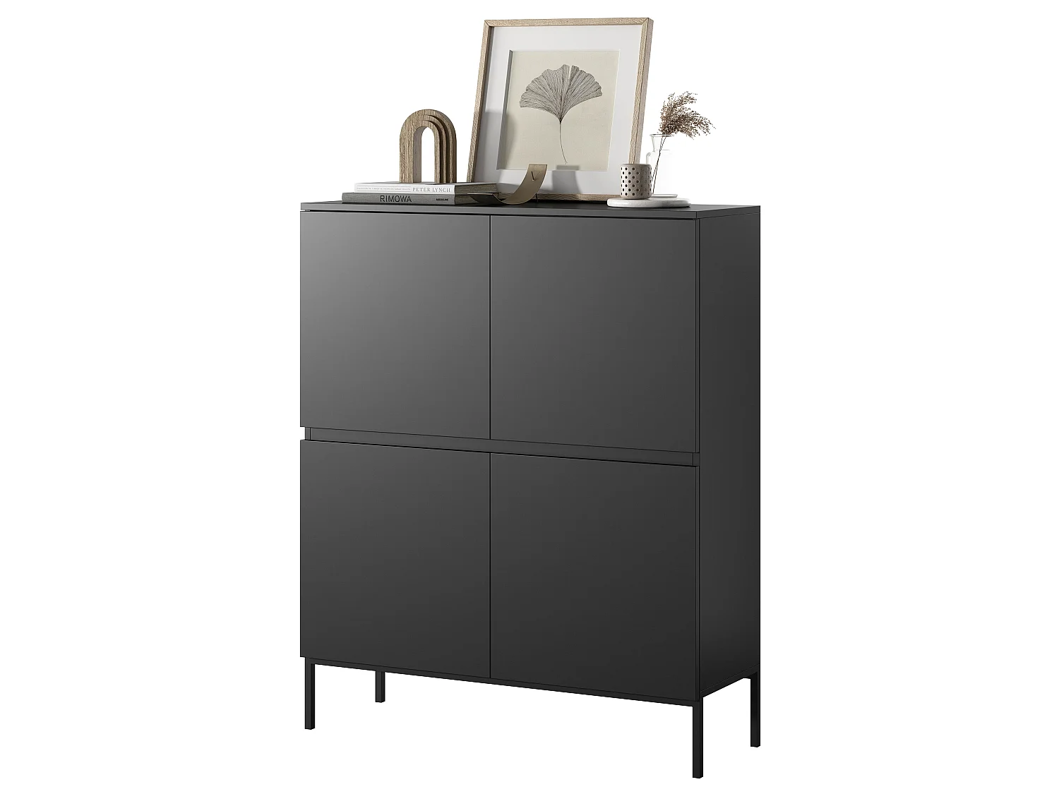 Commode - 100 cm - noir avec pieds noirs - Bemmi