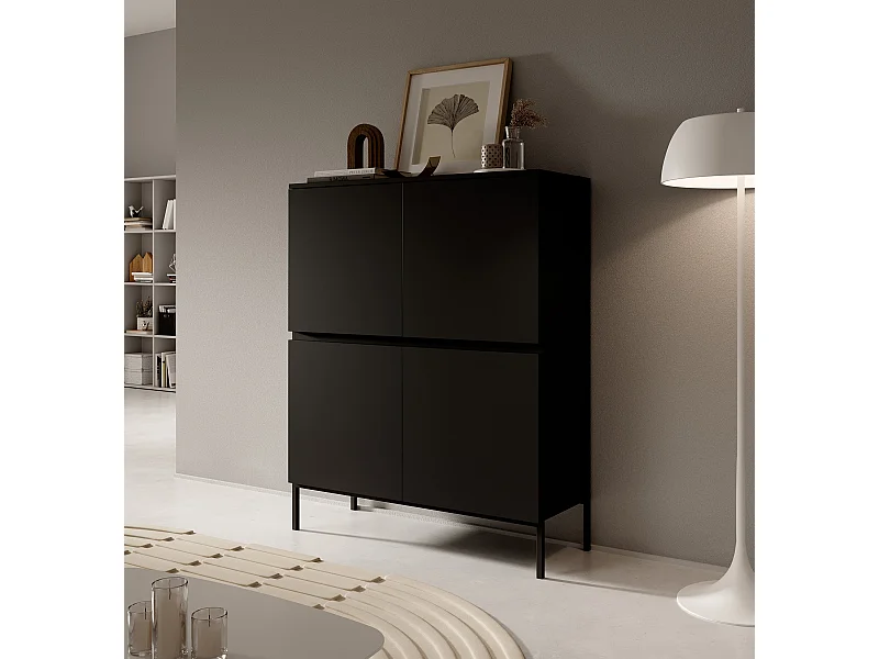 Commode - 100 cm - noir avec pieds noirs - Bemmi