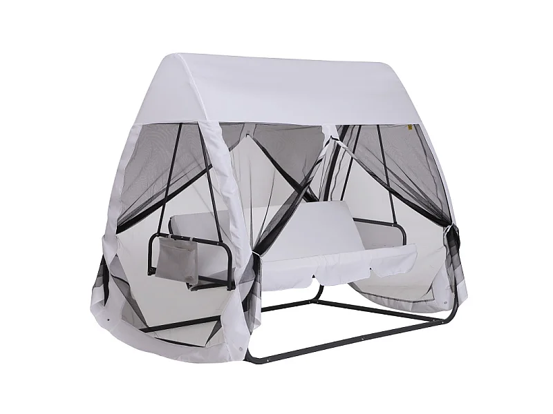 Balancelle de jardin convertible Anastasie Blanc