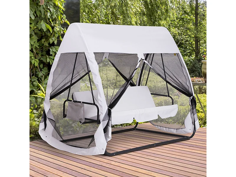 Balancelle de jardin convertible Anastasie Blanc