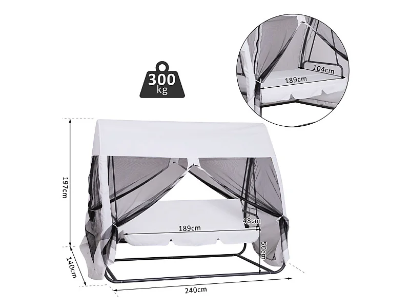 Balancelle de jardin convertible Anastasie Blanc