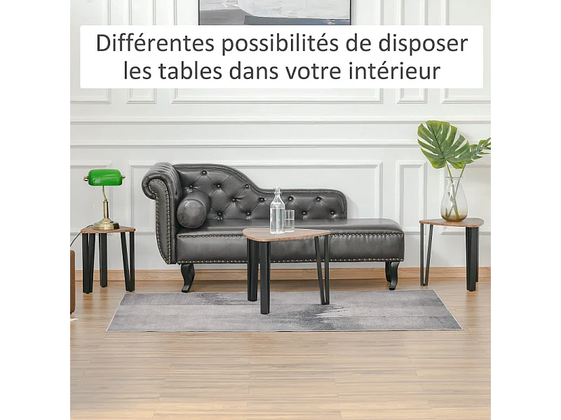 Lot de 3 tables basses gigogne MOWGLI bois de noyer