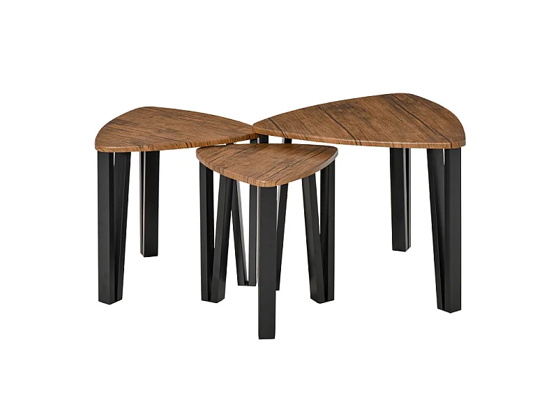 Lot de 3 tables basses gigogne MOWGLI bois de noyer