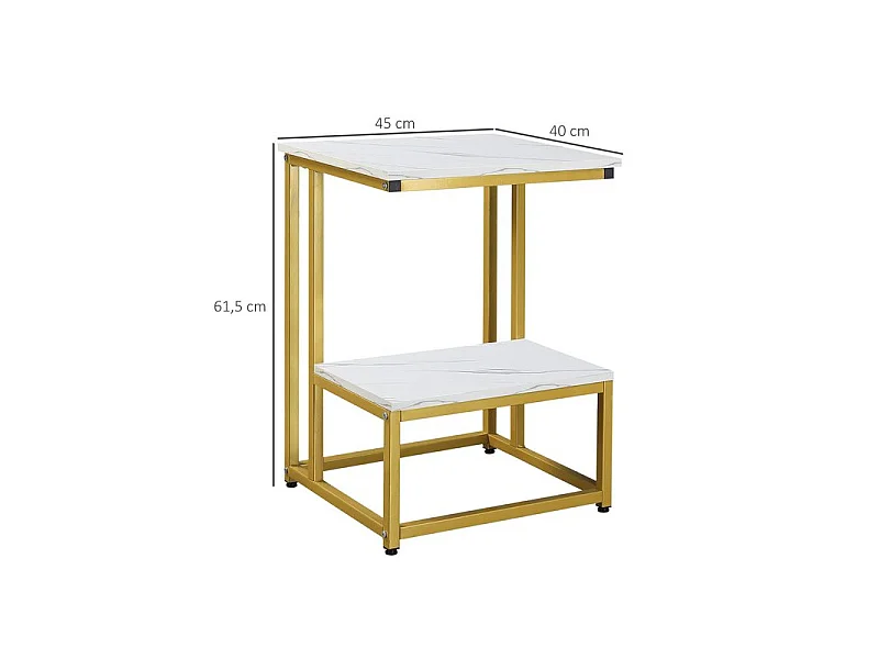 Bout de canapé guéridon AUGUSTUS Blanc et doré