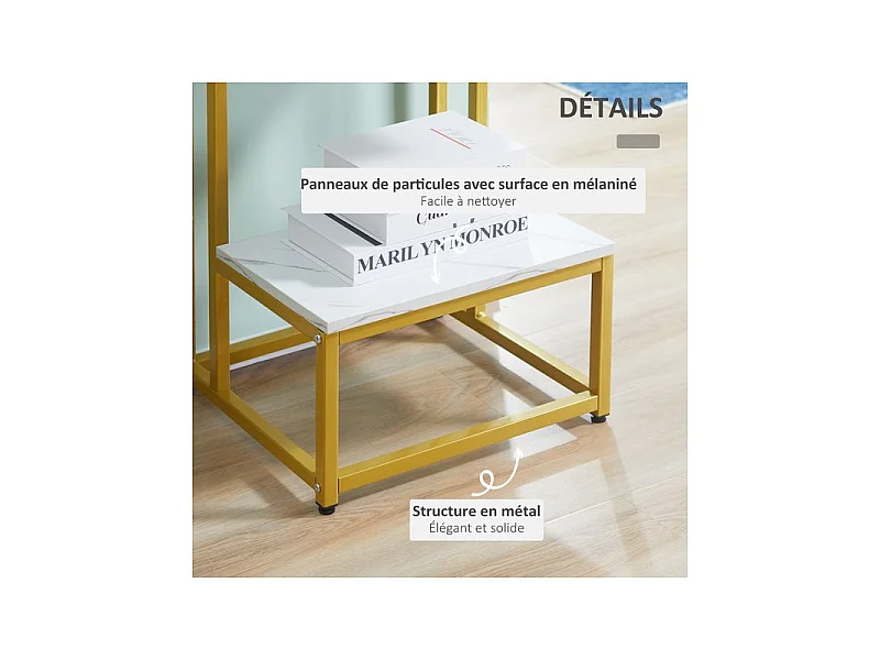 Bout de canapé guéridon AUGUSTUS Blanc et doré