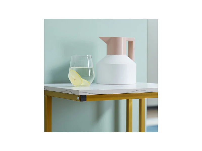 Bout de canapé guéridon AUGUSTUS Blanc et doré