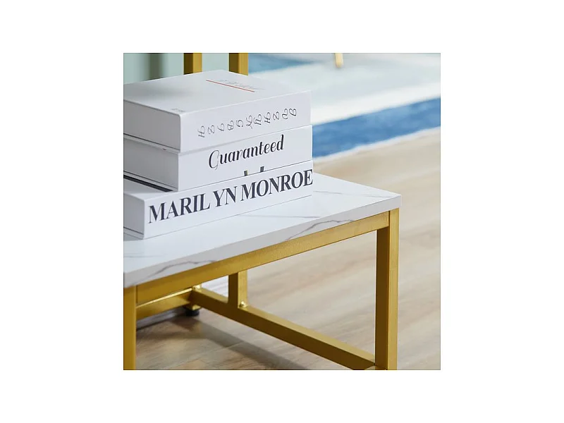 Bout de canapé guéridon AUGUSTUS Blanc et doré