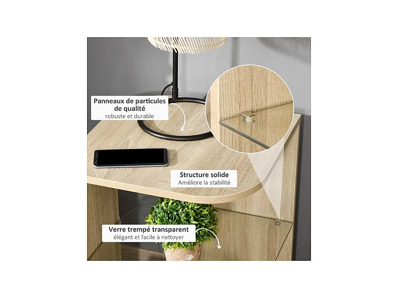 Guéridon bout de canapé MIRANDA aspect bois