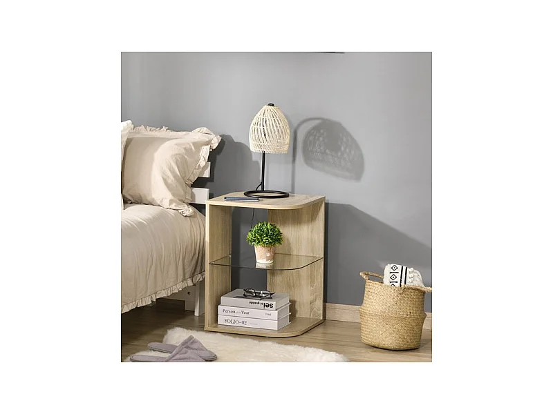 Guéridon bout de canapé MIRANDA aspect bois