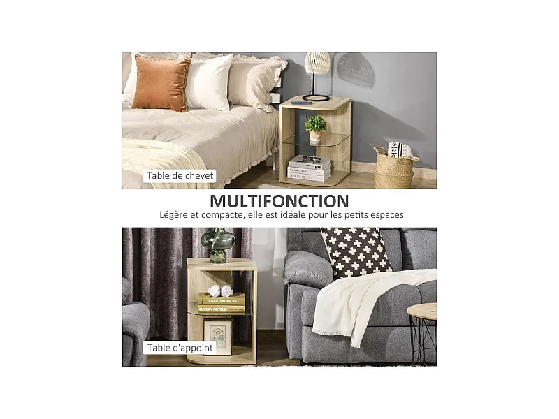 Guéridon bout de canapé MIRANDA aspect bois