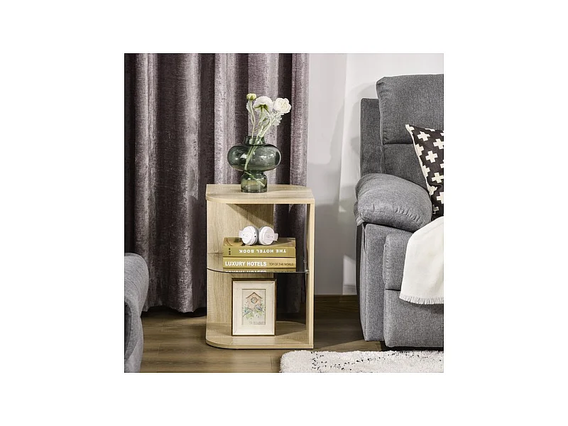 Guéridon bout de canapé MIRANDA aspect bois