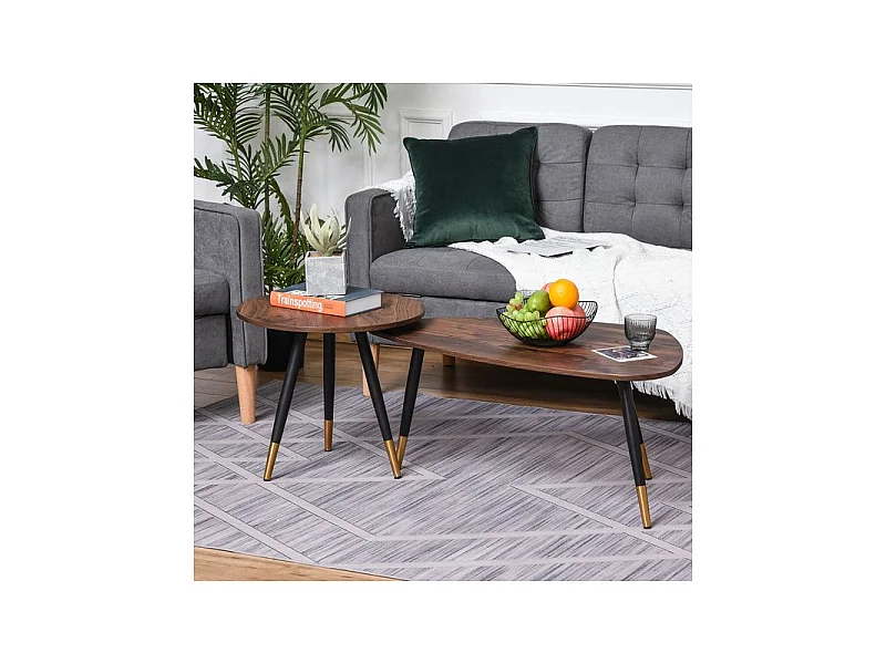 Lot de 2 tables basses BRANDO marron