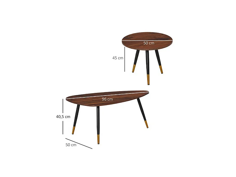 Lot de 2 tables basses BRANDO marron
