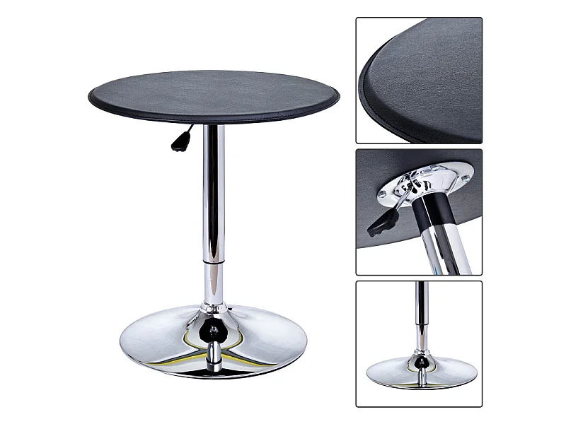 Table de Bar Contemporain Hauteur Réglable LUXURA Noir