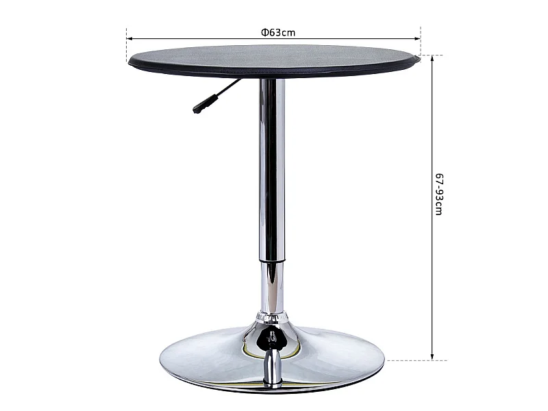 Table de Bar Contemporain Hauteur Réglable LUXURA Noir