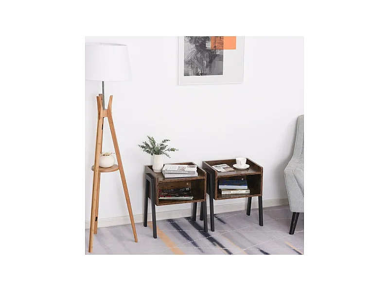 Lot de 2 tables GRIZZLY Marron