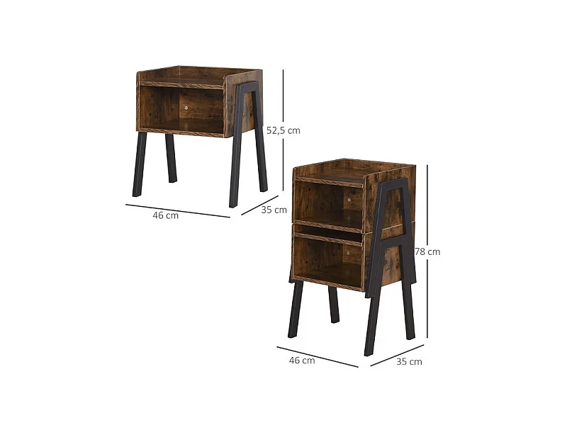 Lot de 2 tables GRIZZLY Marron