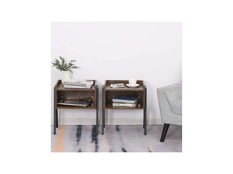 Lot de 2 tables GRIZZLY Marron