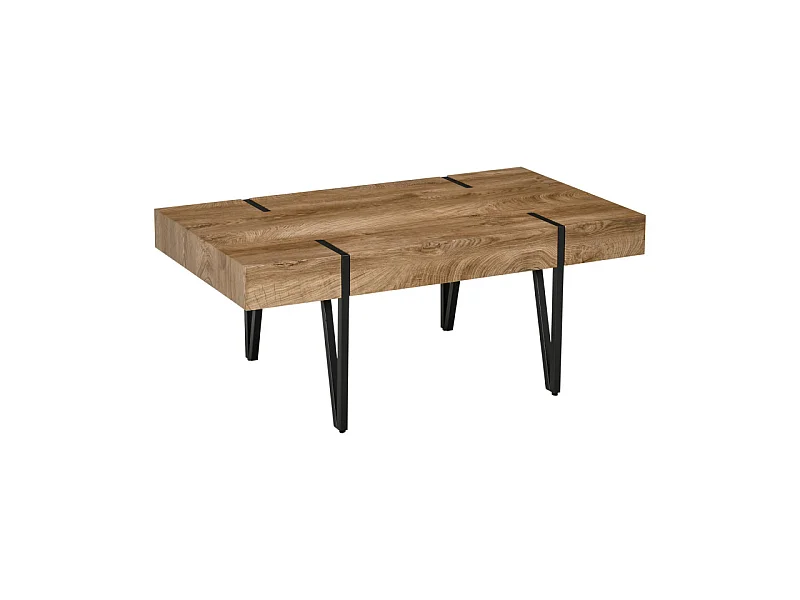 Table basse vintage ALRIC bois de bastaing