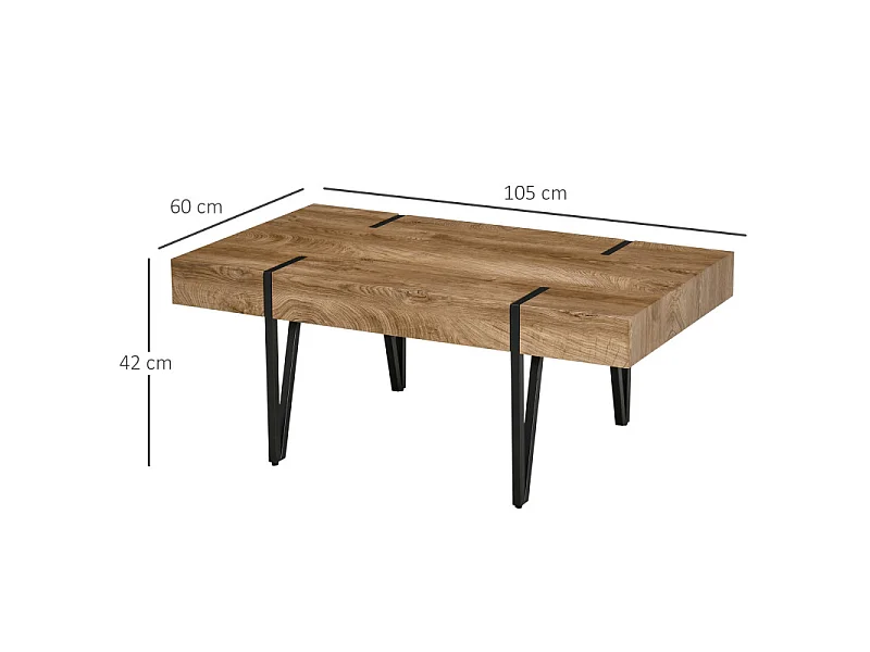 Table basse vintage ALRIC bois de bastaing