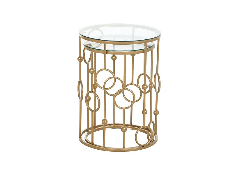 Lot de 2 tables gigognes GATSBY dorées