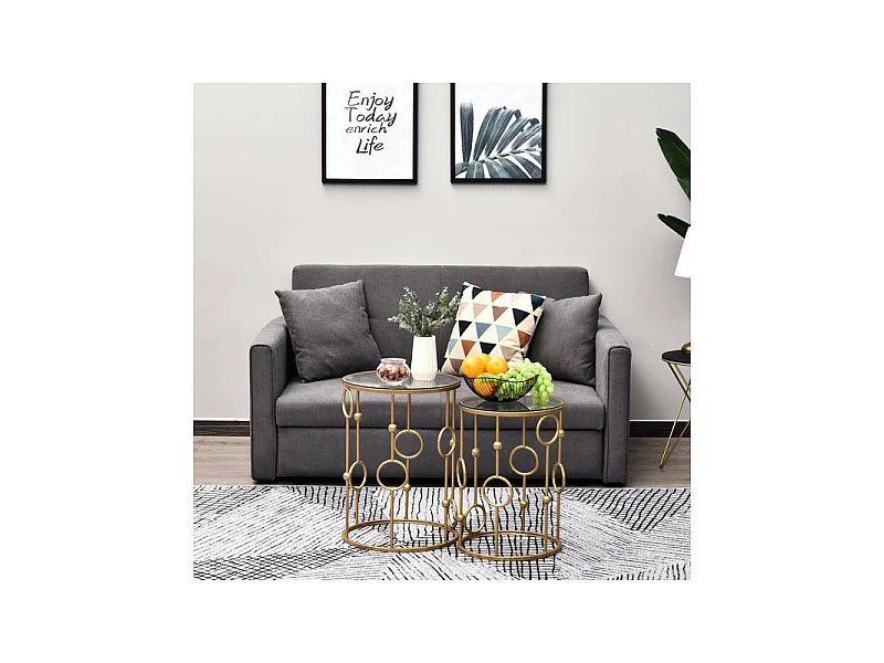 Lot de 2 tables gigognes GATSBY dorées