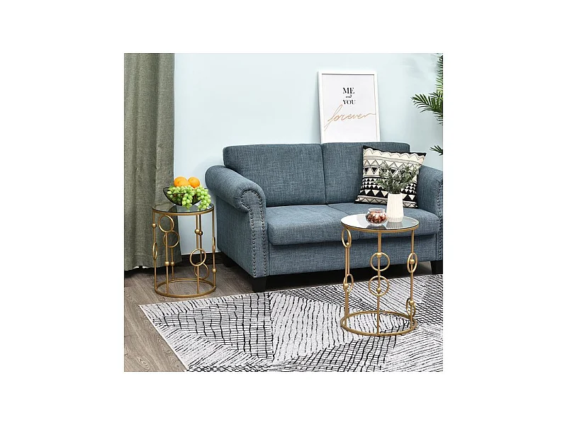 Lot de 2 tables gigognes GATSBY dorées