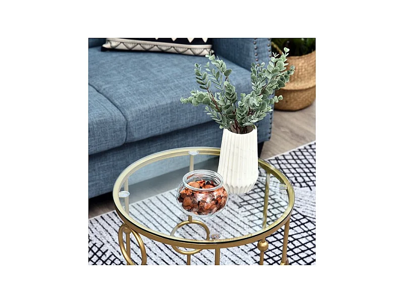 Lot de 2 tables gigognes GATSBY dorées