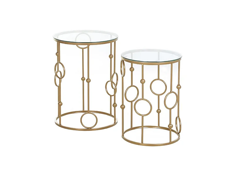 Lot de 2 tables gigognes GATSBY dorées