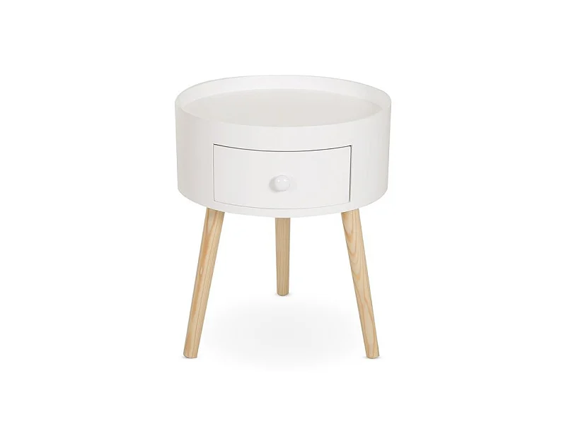 Table de chevet ronde DOLLY blanche