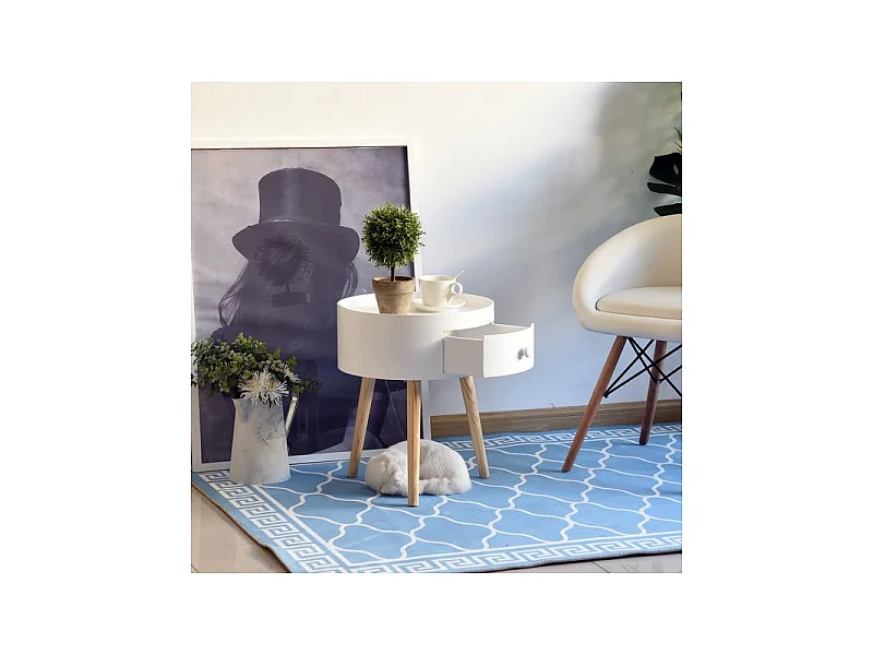 Table de chevet ronde DOLLY blanche