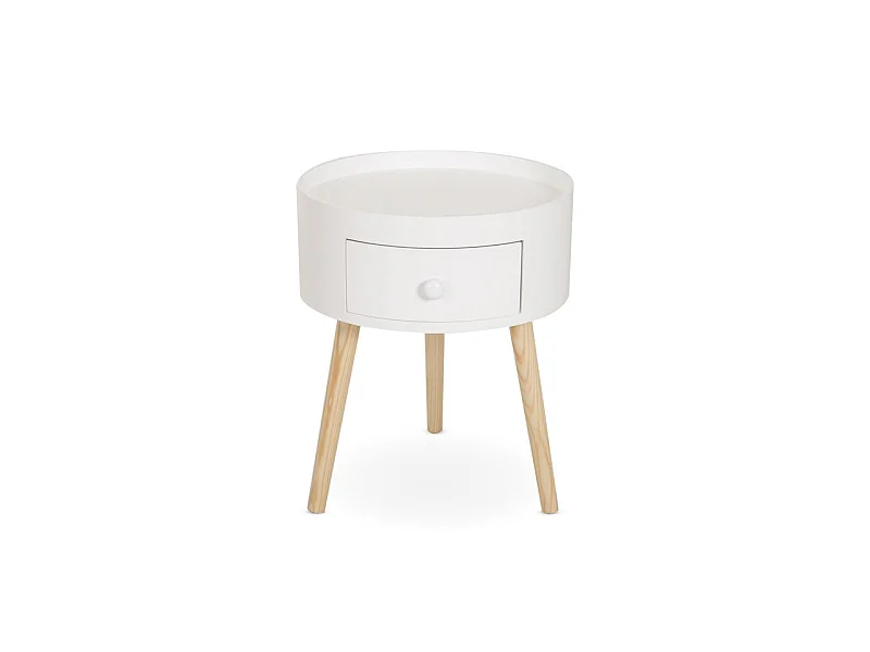 Table de chevet ronde DOLLY blanche