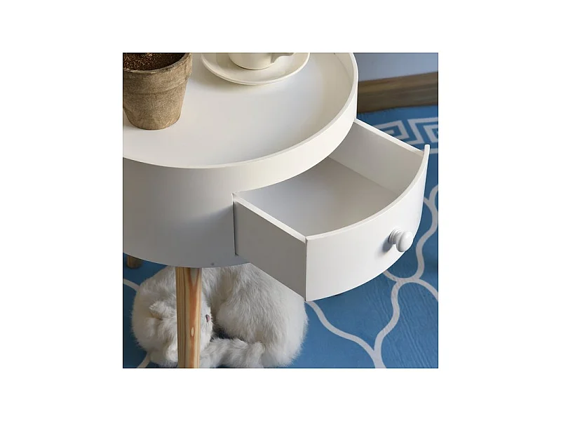 Table de chevet ronde DOLLY blanche