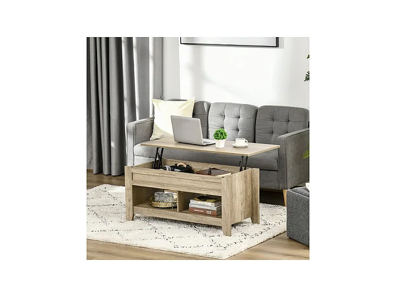 Table basse relevable BEARDY chêne clair