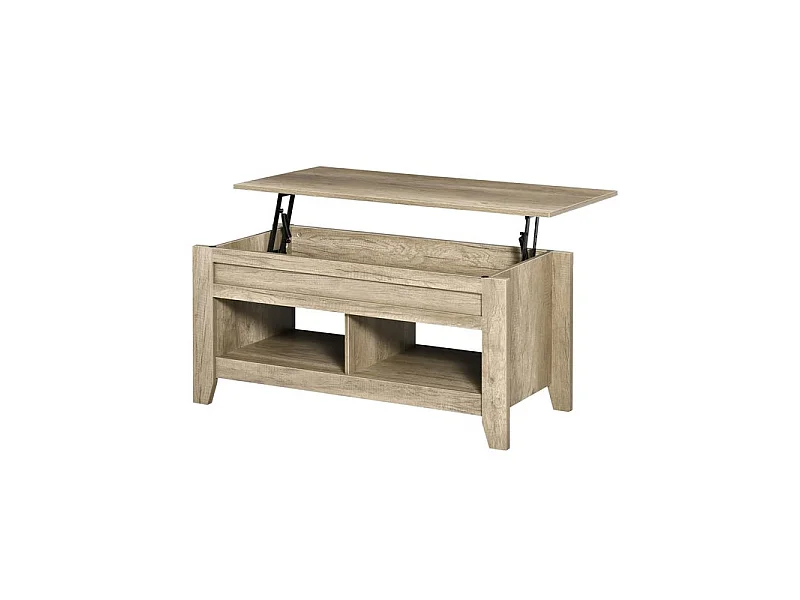 Table basse relevable BEARDY chêne clair