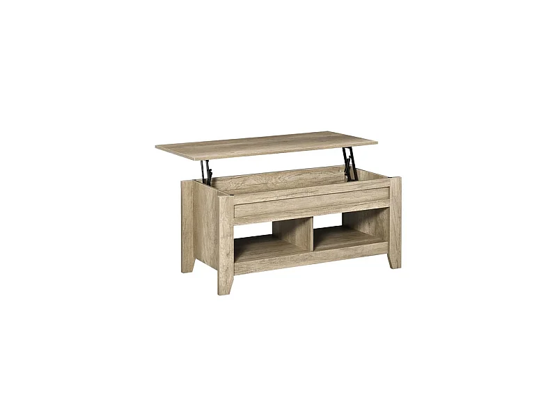 Table basse relevable BEARDY chêne clair