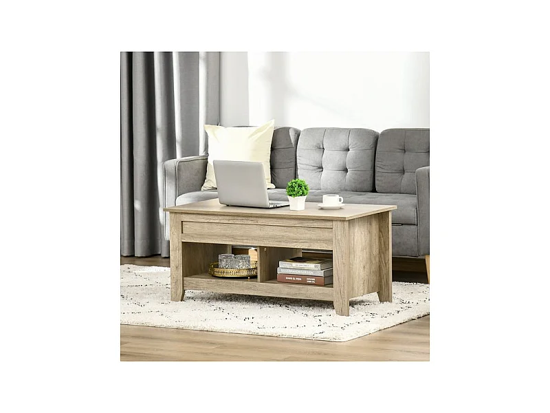 Table basse relevable BEARDY chêne clair