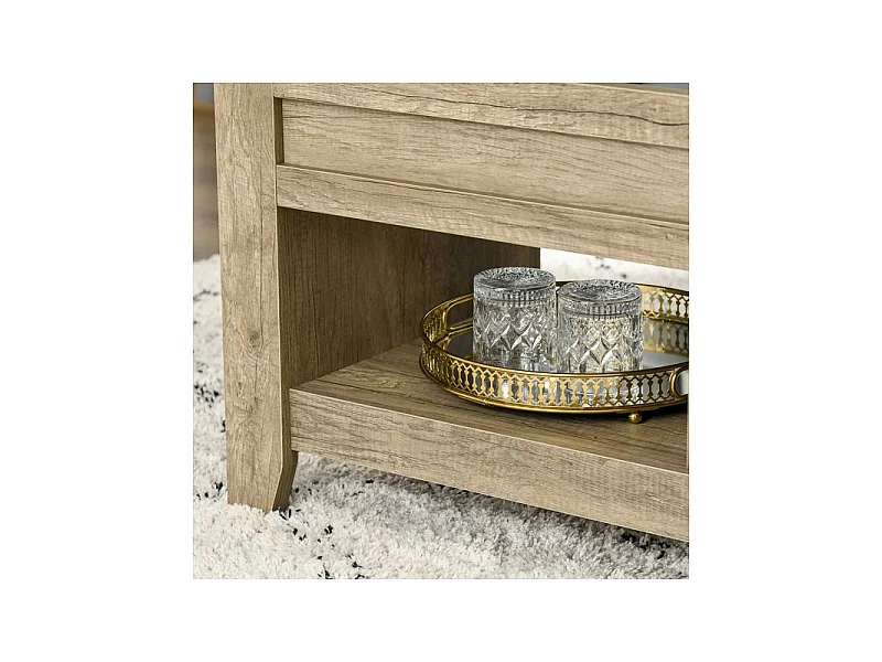 Table basse relevable BEARDY chêne clair