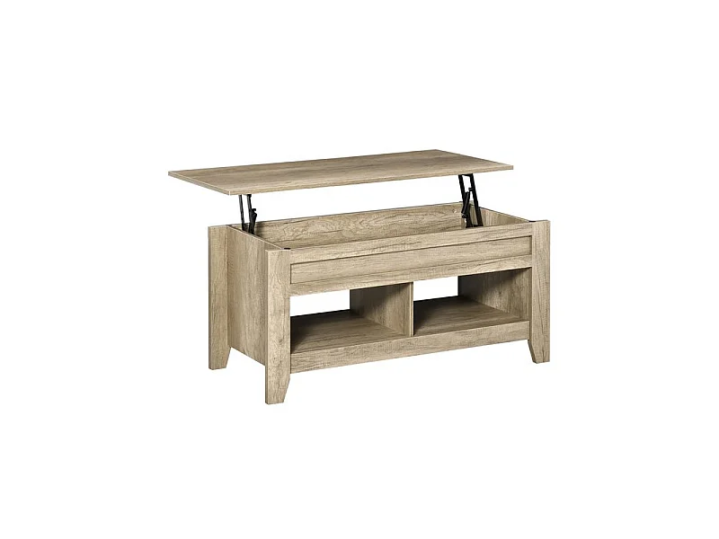 Table basse relevable BEARDY chêne clair