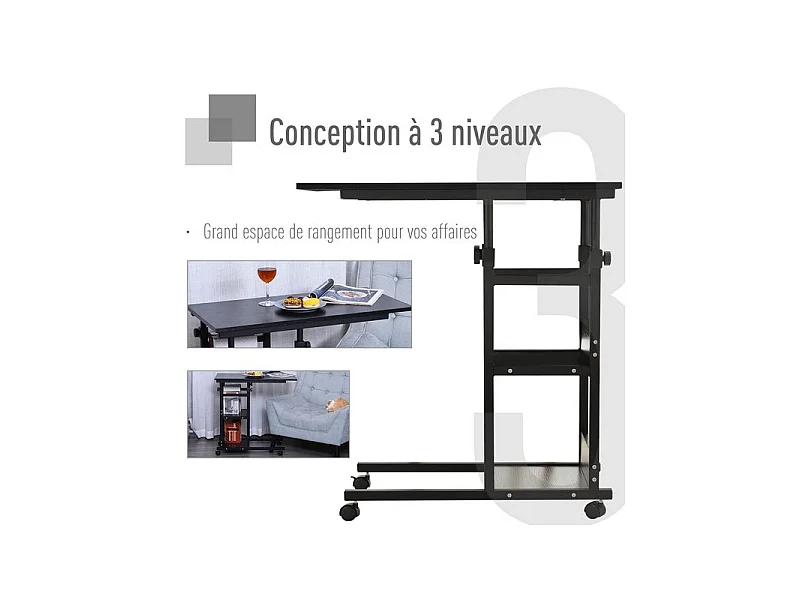 Table de lit réglable NANNY noire