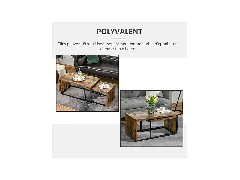 2 tables basses CLAY aspect bois