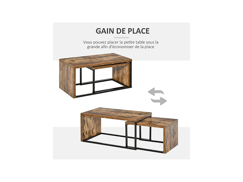 2 tables basses CLAY aspect bois