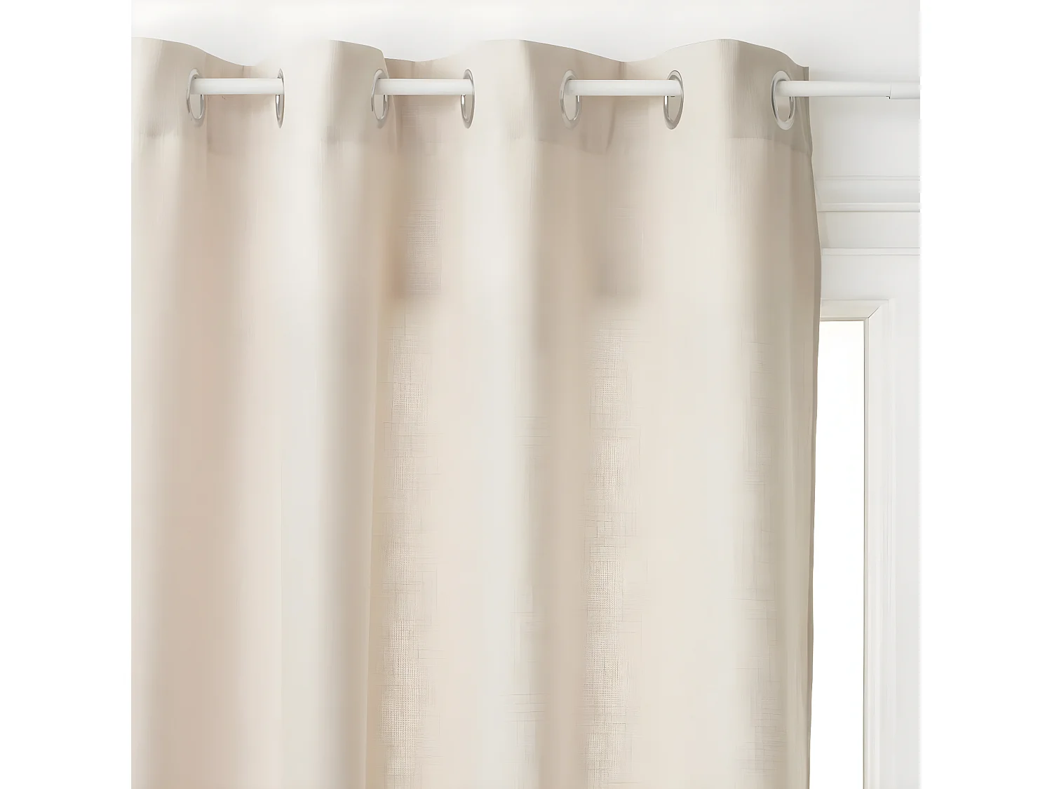 Lot de 2 Rideaux à  œillets Beige Lin 140 x 260 cm
