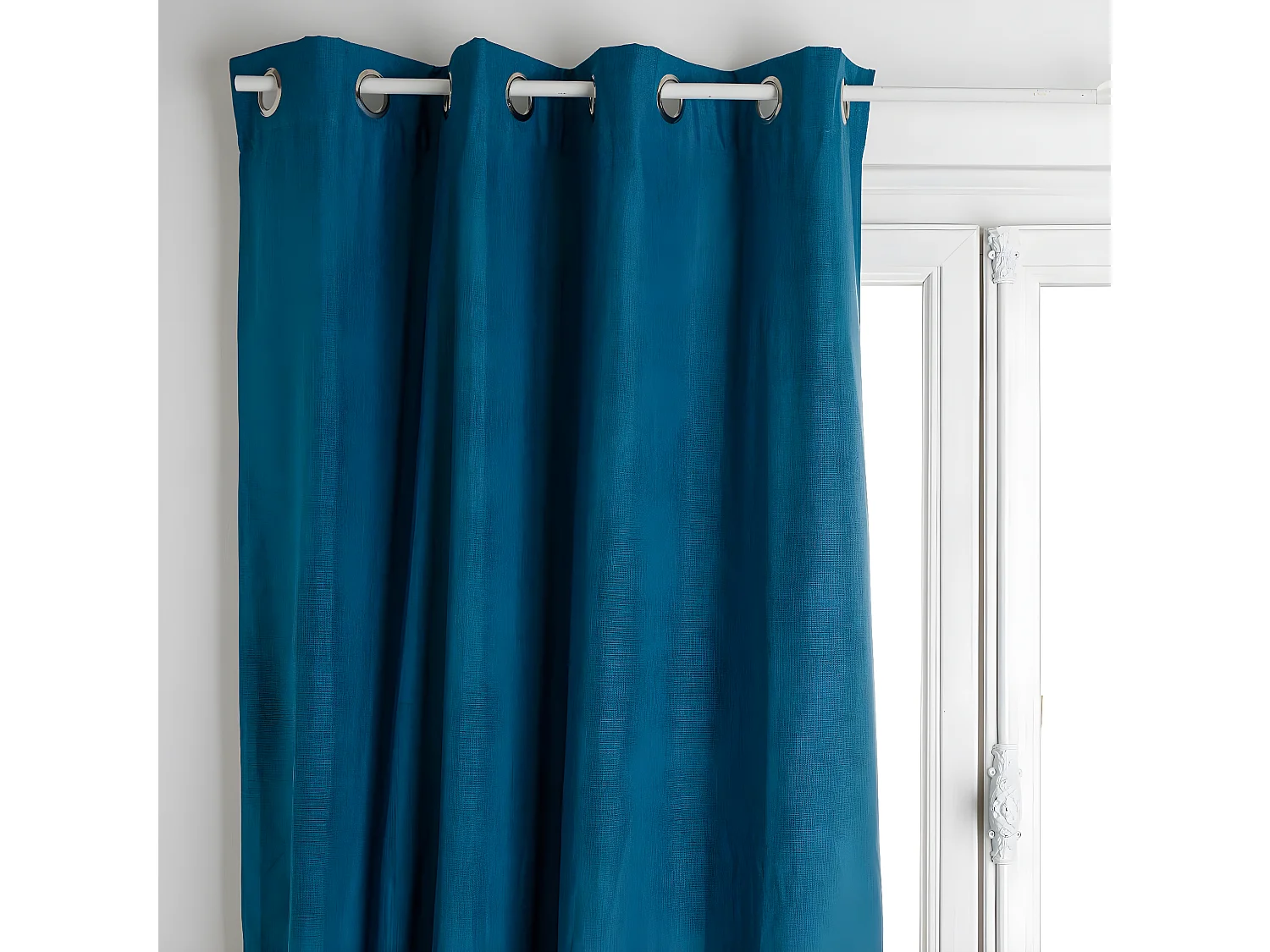 Lot de 2 Rideaux à  œillets Occultant en tissu Bleu Canard 140 x 260 cm