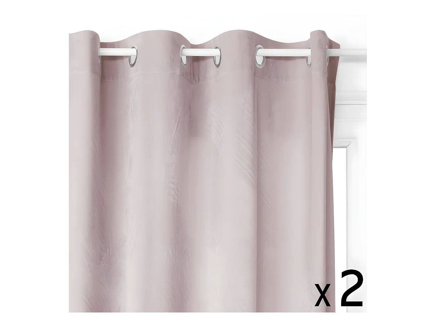 Lot de 2 Rideaux à  œillets Occultant en Velours Rose 140 x 260 cm